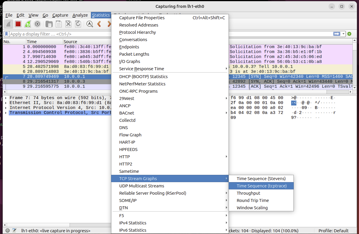 Statistics menu